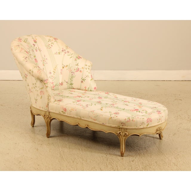 French Vintage French Louis XV Style Down Seat Chaise Lounge For Sale - Image 3 of 16