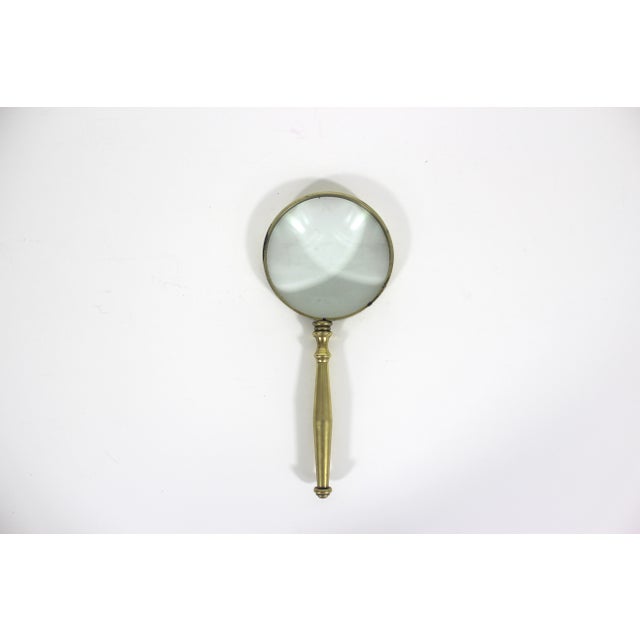 Mid-Century Modern Vintage Solid Brass Magnifying Glass For Sale - Image 3 of 10