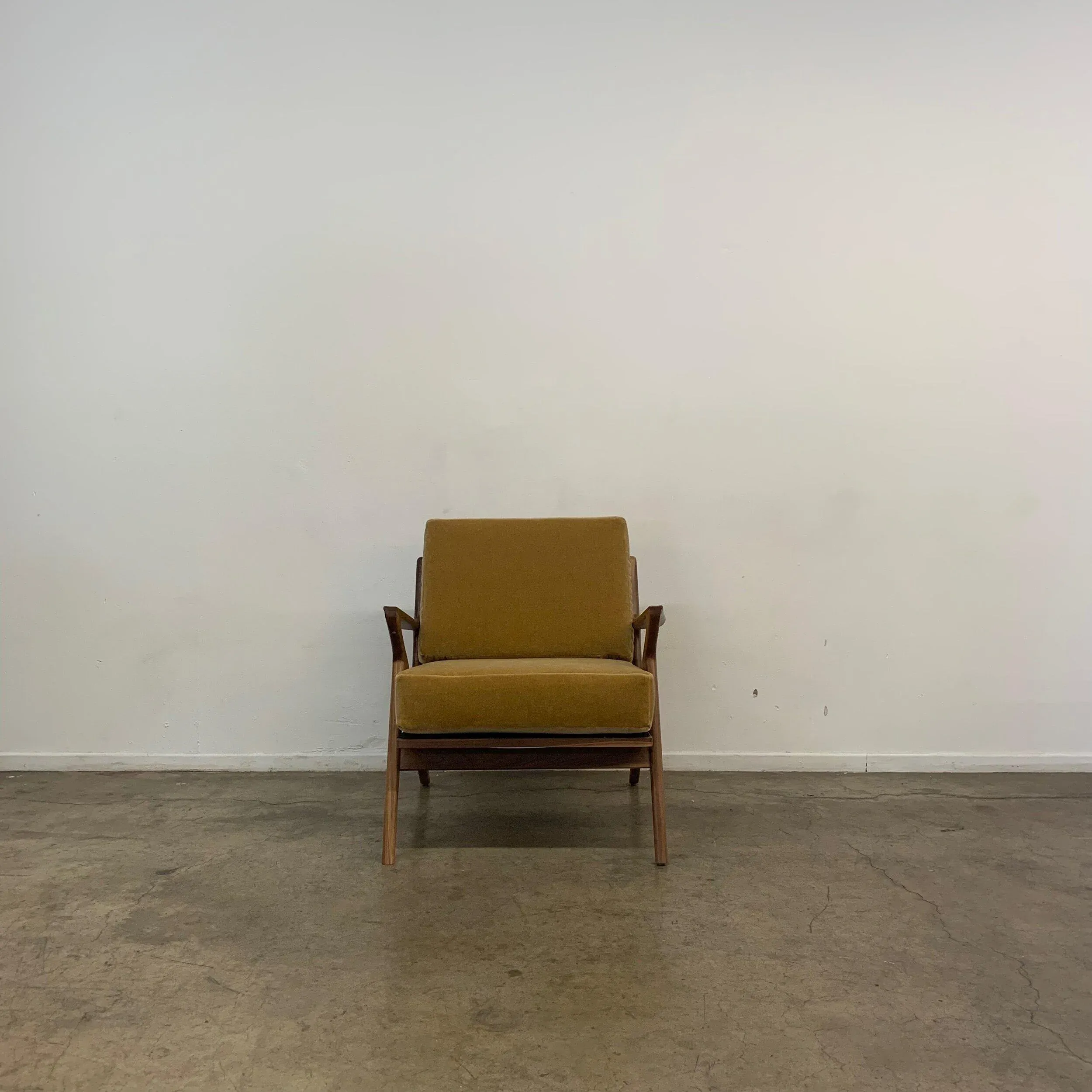 Mid Century Style Z Chair in Walnut | Chairish