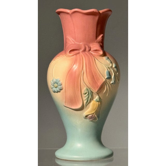 Rare Vintage Large Hull Pottery Bow Knot Vase ( Number B-14 - 12 1/2" tall) This is a large Bow Knot vintage Hull vase;...