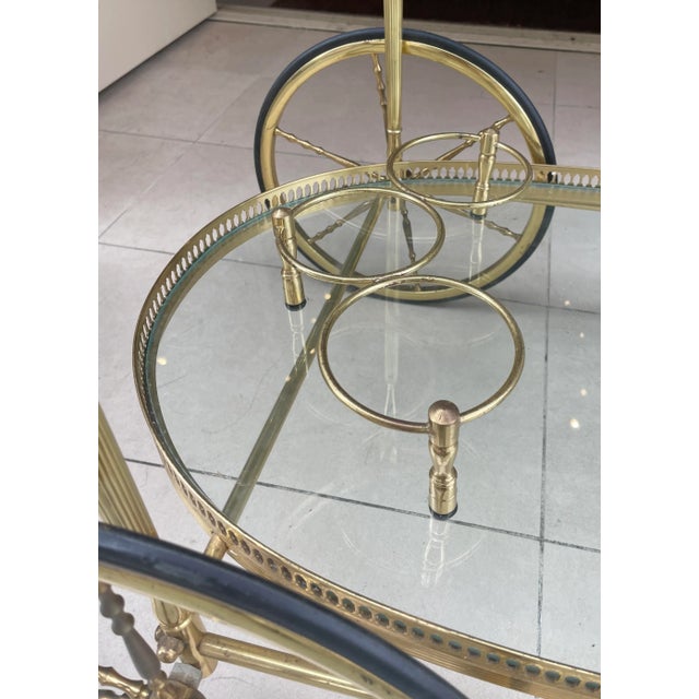 Brass Maison Baguès French Brass Bar Cart For Sale - Image 8 of 9