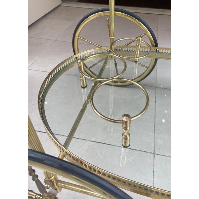 Brass Mid 20th Century French Brass Bar Cart For Sale - Image 8 of 9
