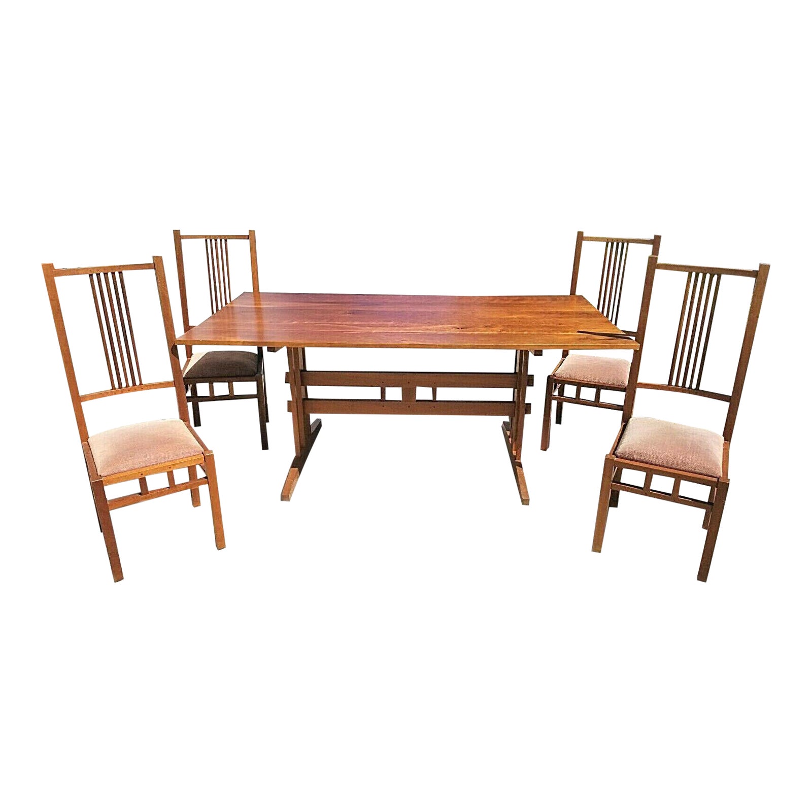 Custom Made Mid Century Danish Modern Solid Wood Dining Set Table And 4 Chairs Chairish
