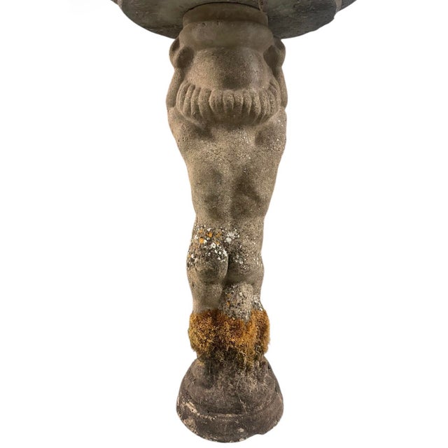 Vintage Cast Stone Cherub Garden Pedestal & Planter For Sale - Image 12 of 12