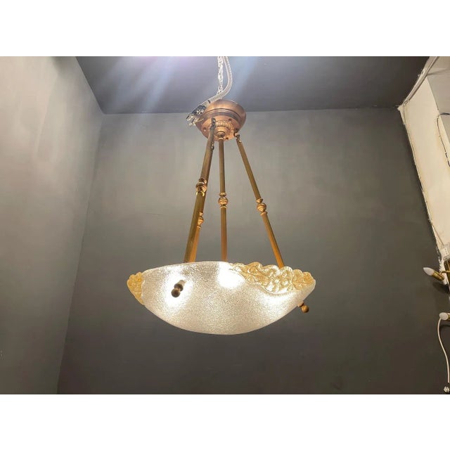 Large murano glass light pendant by zonca voghera italy. height 74 cm width 55 cm depth 55 cm features 6 lights requires 6...