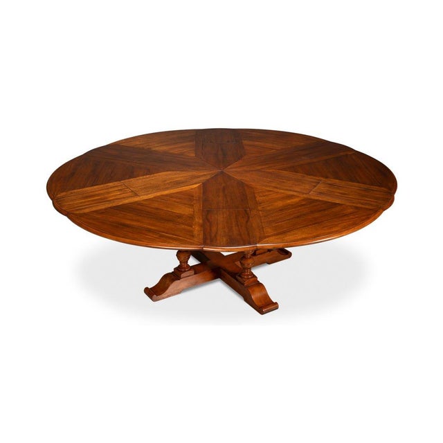 Brown English Round Dining Table - 85.5" For Sale - Image 8 of 11
