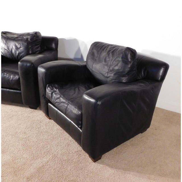 Pair Vintage Massive Ferguson Copeland, Ltd. Tribecca Leather Lounge Club Tub Chairs For Sale In South Bend - Image 6 of 16