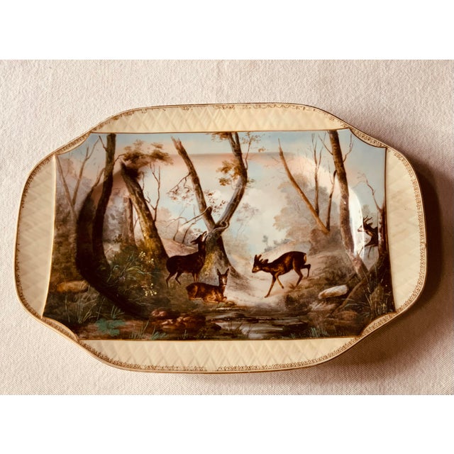 19th Century Magnificent Limoges Game Platter With Compote - Hand-Painted Forest Scene For Sale - Image 10 of 18
