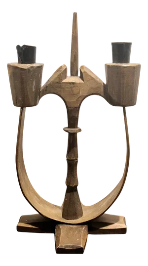 Swedish Folk Taserud Candelabra in Wood and Wrought Iron, 1890s