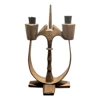 Swedish Folk Taserud Candelabra in Wood and Wrought Iron, 1950s For Sale