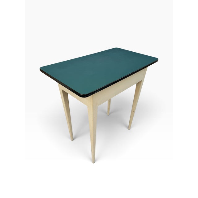 Ivory Blue Formica Side Table, France, 1950s For Sale - Image 8 of 10