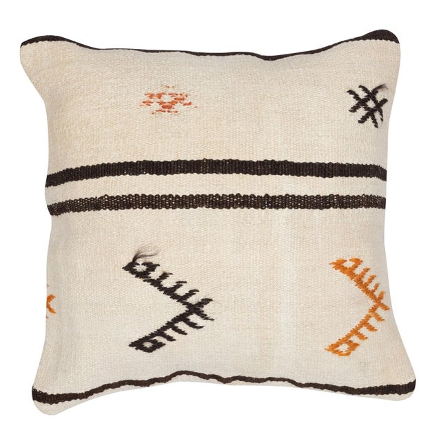Traditional 20"x20" SET OF 2 - Hand-Woven Hemp Kilim Cushion Covers. Vintage Throw Pillows For Sale - Image 3 of 4
