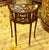 French-Style Demilune Side Table – Three Small Drawers With Floral Marquetry & Gilded Details For Sale - Image 4 of 4