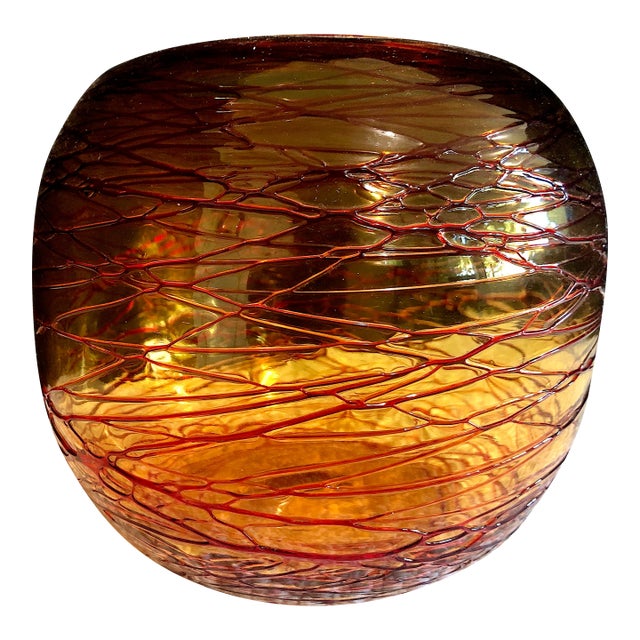 Mid-Century Modern Hand-Blown Art Glass Vase For Sale