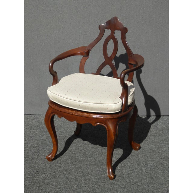 Vintage Oriental Asian Chippendale Wood & Cane Seat Accent Chair ~ French For Sale In Los Angeles - Image 6 of 12