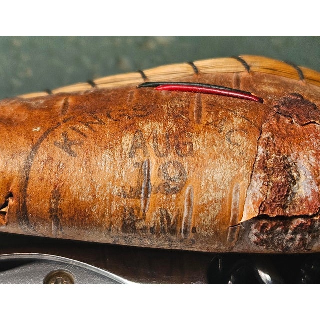 Brown Vintage 1942 Birch Bark," Mailer Canoe" From Kings Beach, Ca With Original Stamp and Tag For Sale - Image 8 of 10