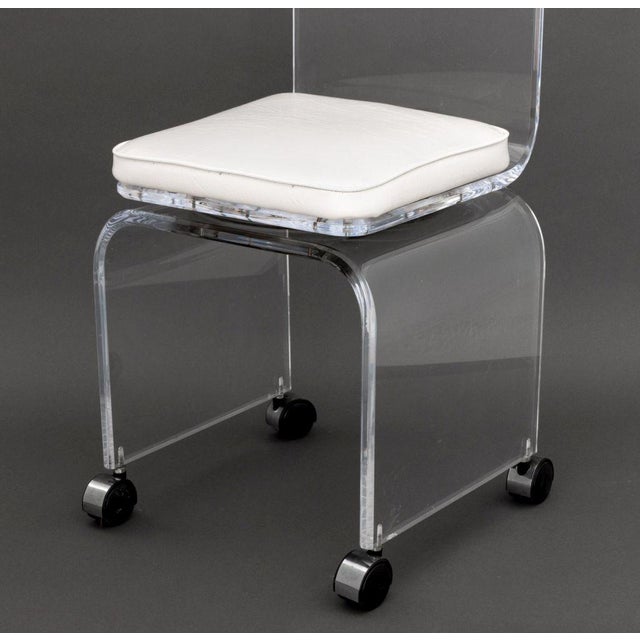 Mid-Century Modern Modern Lucite Swivel Vanity Cair For Sale - Image 3 of 6
