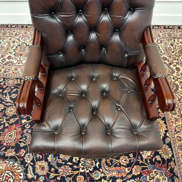 English Chesterfield Desk Chair For Sale - Image 6 of 8