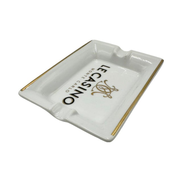 1980s Vintage Le Casino Monte-Carlo France Ashtray Dish White Porcelain For Sale - Image 5 of 12