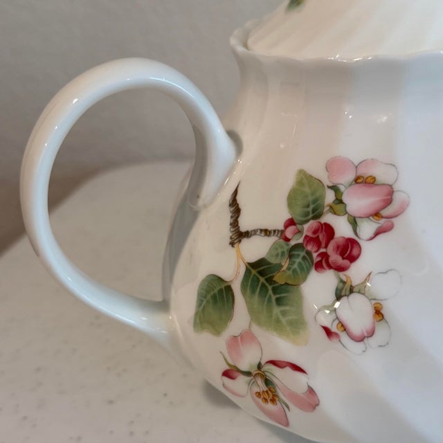Ceramic Vintage Wedgwood Apple Blossom Bone China Teapot For Sale - Image 7 of 12