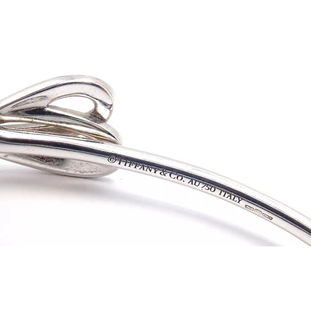 Tiffany and Co. Late 20th Century Tiffany & Co. White Gold Diamond Bow Ribbon Bangle Cuff Bracelet For Sale - Image 4 of 10