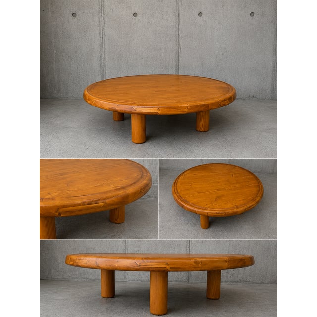 Mid-Century Modern Round Pine Coffee Table by Charlotte Perriand for Les Arcs, France, 1960s For Sale - Image 3 of 12