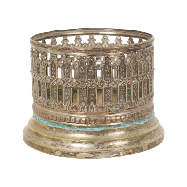 Metal Antique French Wine Bottle Holder in Silver-Plated Metal, 1890s For Sale - Image 7 of 18