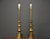 A pair of mid century vintage brass table lamps made by Stiffel. Height is measured to the top of the finial. Lamp shades...