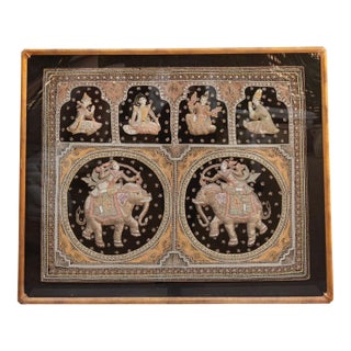 Large Framed Burmese Kalaga Elephants Tapestry For Sale