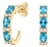 Elegant Swiss Blue Topaz Huggies Hoops | December Birthstone Earrings - A Pair For Sale