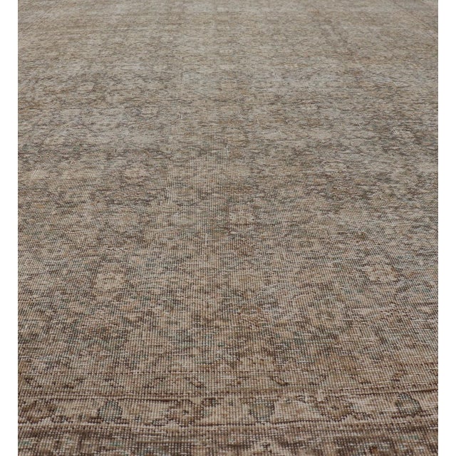 Light Green, Brown & Tan Persian Tabriz Antique Rug in All Over Herati Design 7'10 X 11'10 For Sale - Image 9 of 16