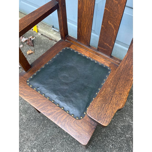 Brown Late 19th Century Antique Stickley Style Mission Oak Set - Seating for 5 For Sale - Image 8 of 12