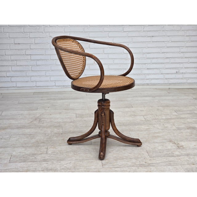 Swivel Armchair in Bentwood and Furniture Mesh, 1950s For Sale - Image 18 of 18