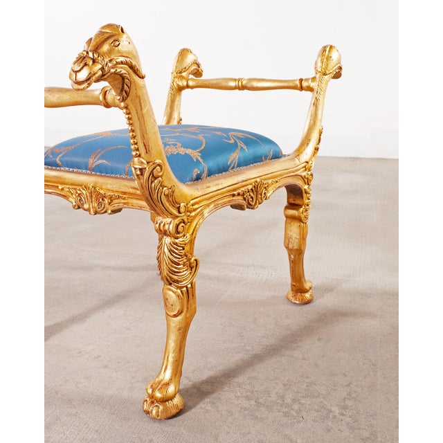 Pair of Italian Neoclassical Giltwood Camel Stool Benches For Sale - Image 9 of 18