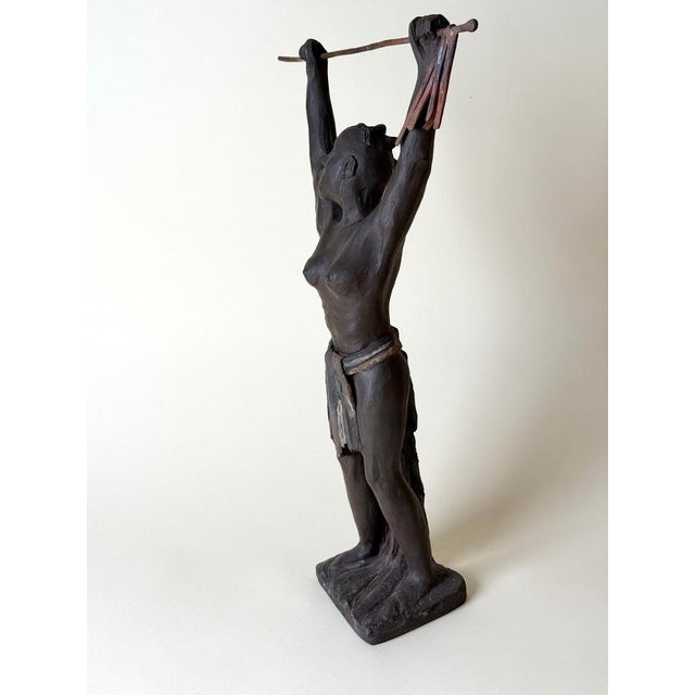 Monumental Studio Ceramic Sculpture of an African Warrior, 1970s For Sale - Image 11 of 17