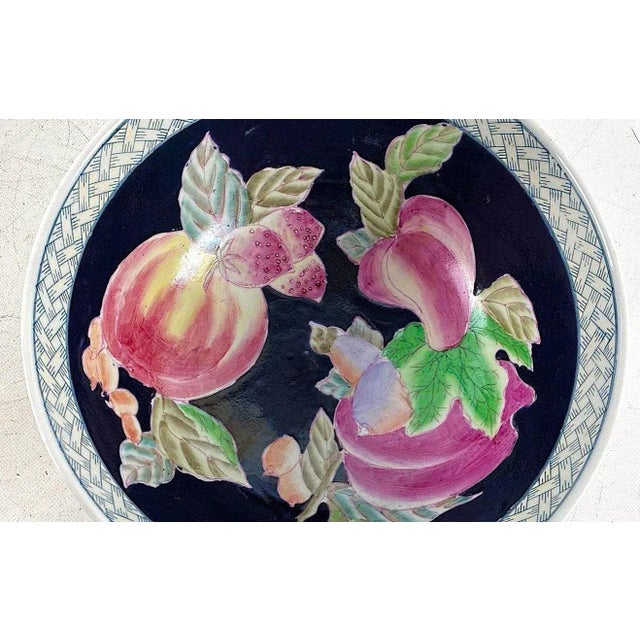 Dark Blue Chinese Porcelain Accent Bowl - 10" For Sale - Image 4 of 11