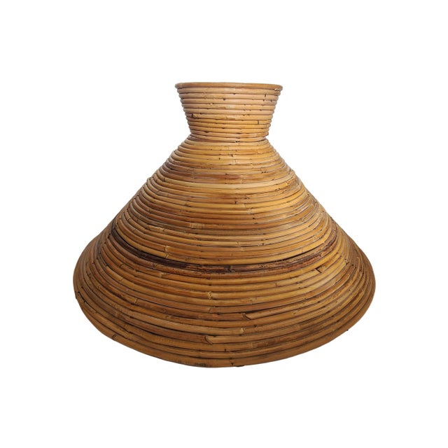 Mid 20th Century Monumental Coastal Pencil Reed Table Lamp Shade For Sale In Detroit - Image 6 of 8