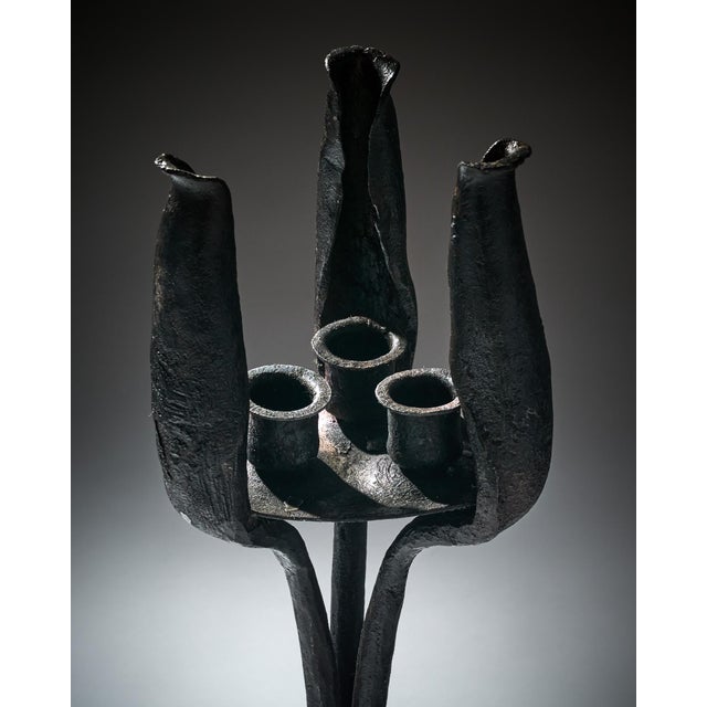 Diego Giacometti Style Iron Candlestick For Sale In Austin - Image 6 of 9