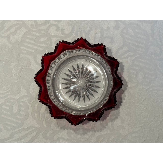 Victorian Antique Heisey Glass No. 1220 "Punty Band" Ruby Stained Berry Bowl, C. 1900 For Sale - Image 3 of 8