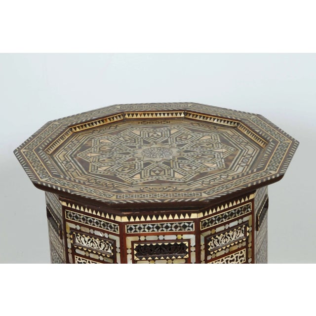 Pair of Antique Ottoman Moorish Abalone Mother-of-Pearl Inlaid Pedestal Tables For Sale In Palm Springs - Image 6 of 11