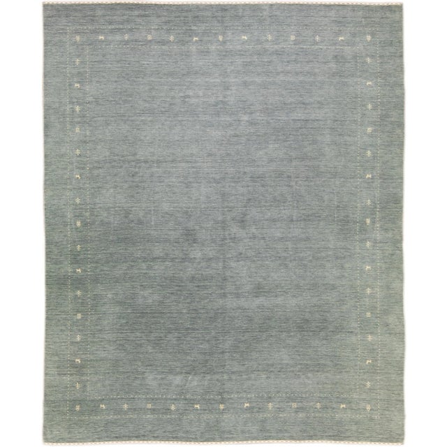 Modern Gabbeh Style Gray Hand-Loom Minimalist Pattern Wool Rug For Sale - Image 11 of 11
