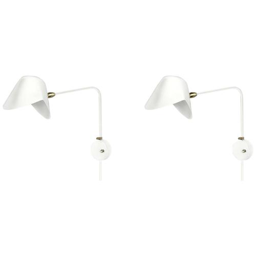 Black Modern White Anthony Wall Lamps by Serge Mouille, Set of 2 For Sale - Image 8 of 8