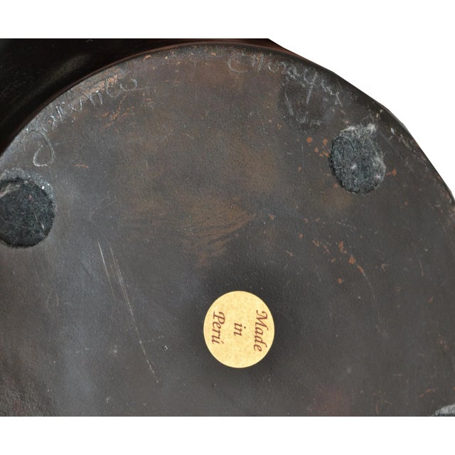 Signed Peruvian Urn Shape Studio Piece Black & Brown Ceramic Vase, Pottery For Sale - Image 11 of 13