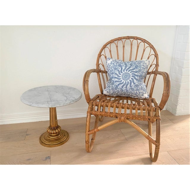 Vintage Franco Albini Style Rattan Sculptural Armchair MAKER'S MARK: None present, styled after Franco Albini CIRCA: 1970s...