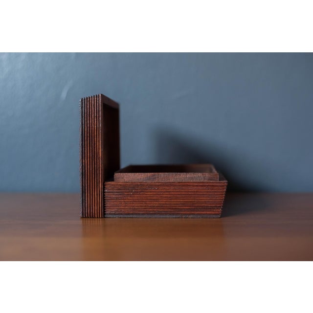 Abstract Vintage Fluted Mahogany Studio Craft Jewelry Box Organizer For Sale - Image 10 of 14