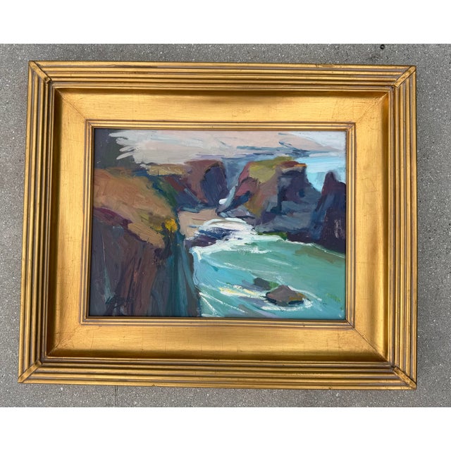 An original oil painting by California artist Jeanette Le Grue, depicting a dramatic stretch of the rugged Northern...