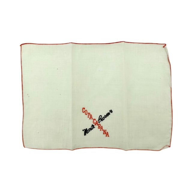 Mid-Century Modern Vintage Copacabana Nyc Nightclub Linen Napkins - Set of 3 For Sale - Image 3 of 9