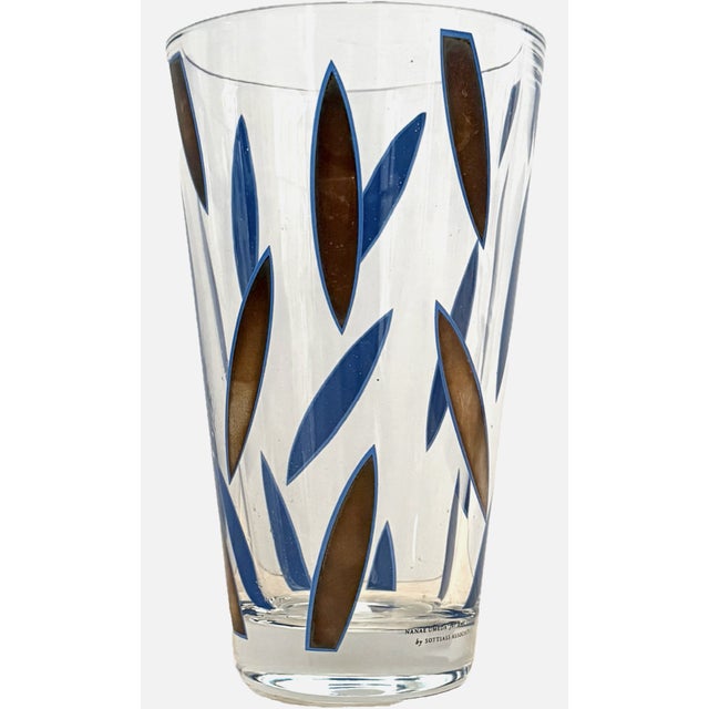 Abstract Circa 1985 Italian Modernist Nanae Umeda With Egizia by Sottsass Associati Blue, Silver, Colorless Vase For Sale - Image 3 of 12