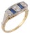 1930s Art Deco Sapphire Diamond 18k Yellow Gold Platinum Ring, Size 7.75 For Sale