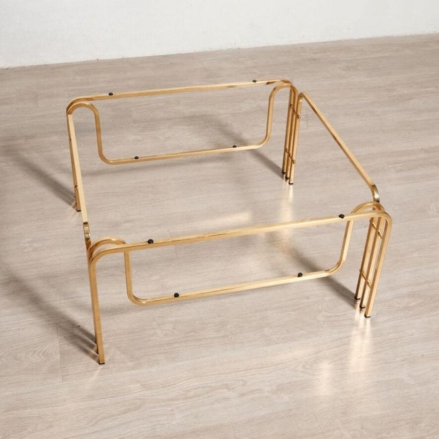 Coffee Table in Gold-Colored Metal & Smoked Glass, 1970s For Sale - Image 18 of 18